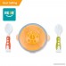 ReeR Stay Put Suction Bowl with Twisty Suction Base for Infant and Toddler-Self Feeding- Bonus Spoon and Fork (Orange and Blue) - B0778GMGHY